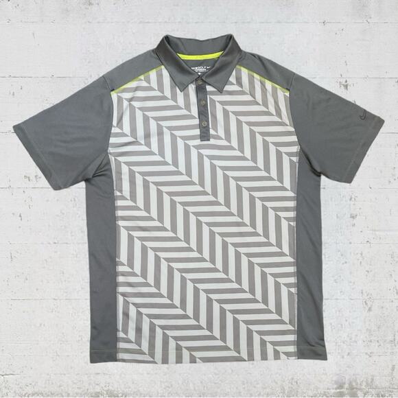 NIKE GOLF Tour Performance Polo Shirt Gray Abstract Stripes Size Large - Picture 1 of 8